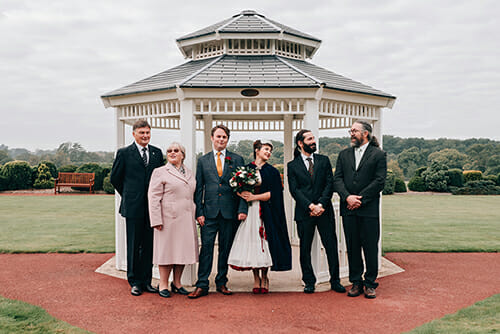 a family attending a wedding