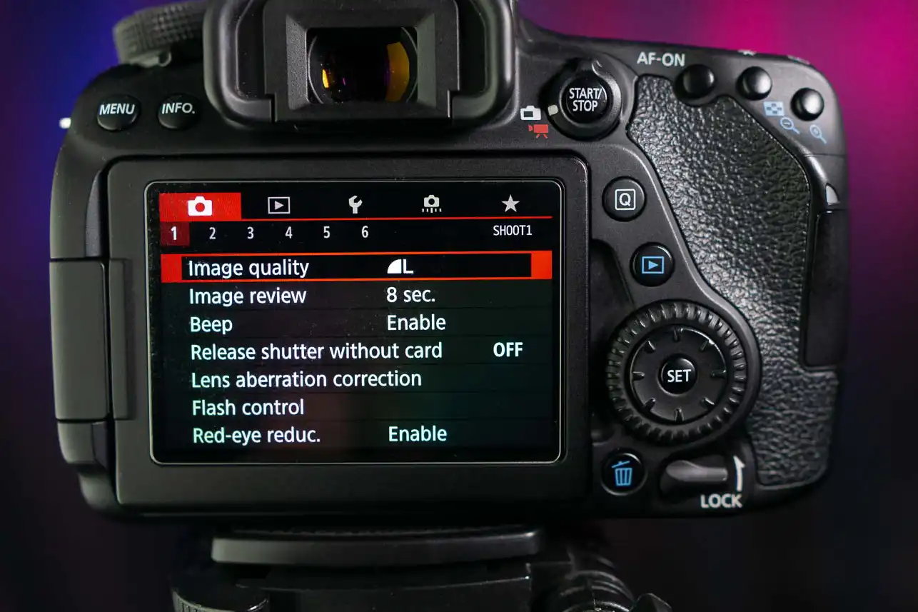 RAW Format Menu Canon 80D