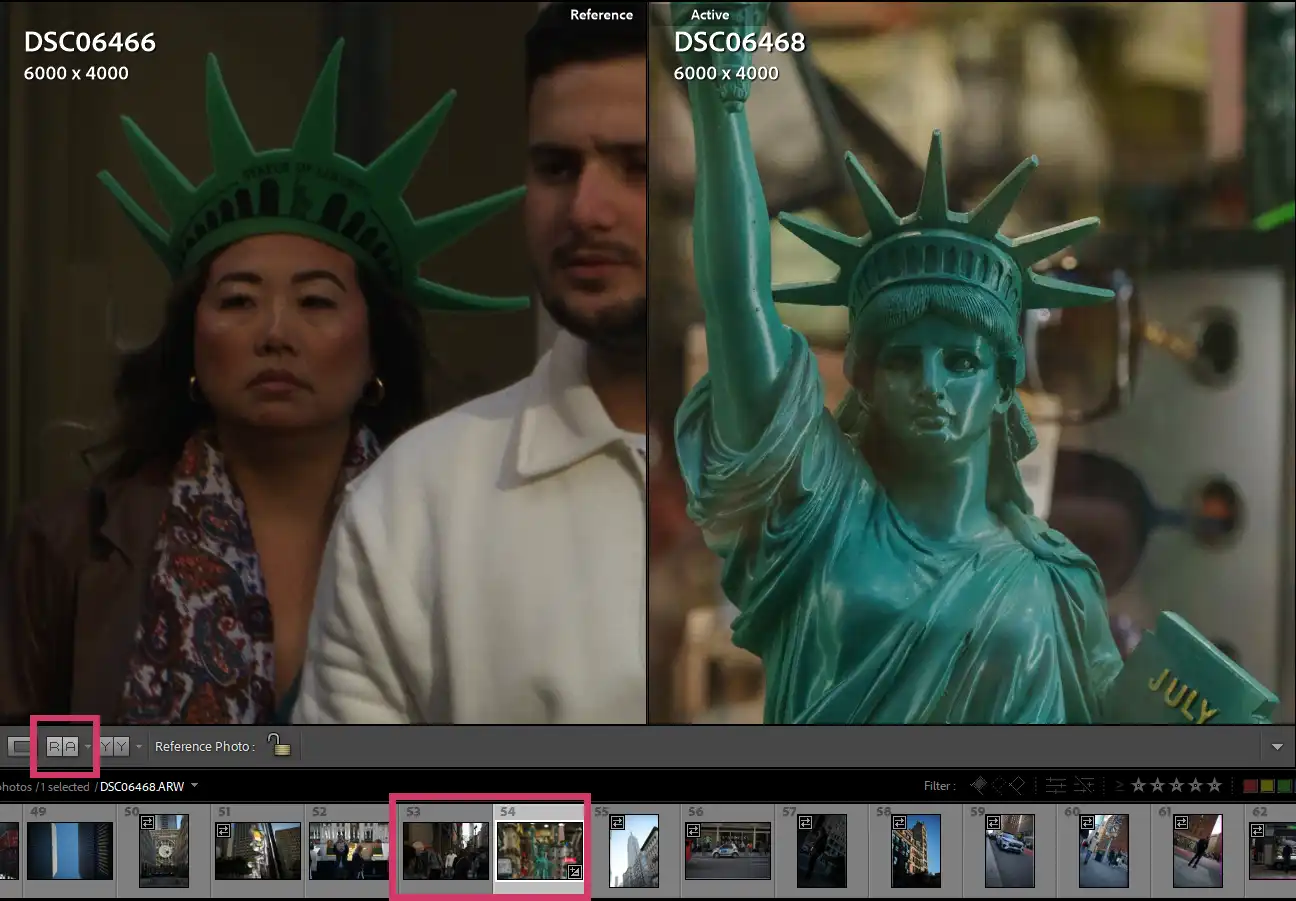 Two photos of the Statue of Liberty merch